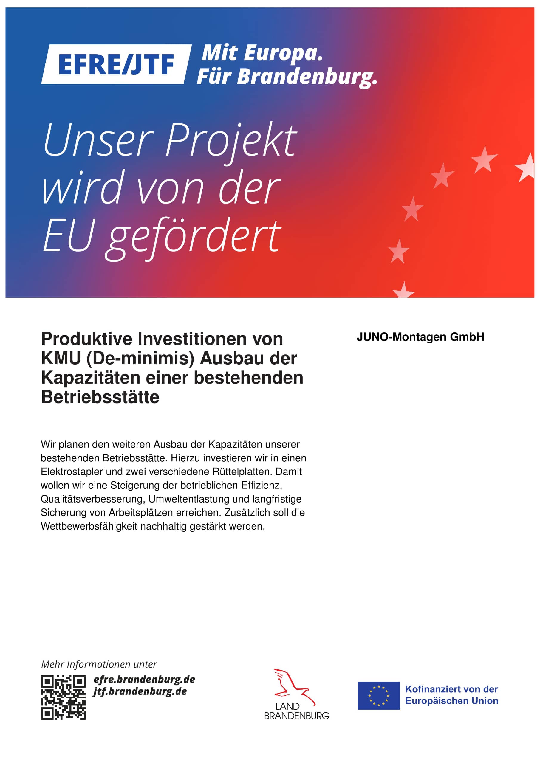 JUNO-Montagen - Produktive Investitionen